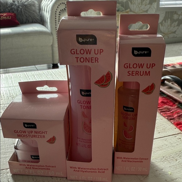 Other - Pure Glow Up Toner, Serum, and Night Moisturizer Set - Pink NWT